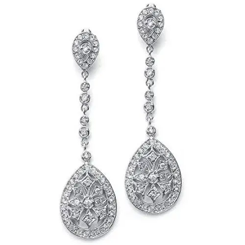 Mariell Art Deco Vintage CZ Wedding Earrings - Glamorous Gatsby-Style Dangle Chandeliers for Brides Mariell Art Deco Vintage CZ Wedding Earrings - Glamorous Gatsby-Style Dangle Chandeliers for Brides