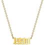 EXGOX Birth Year Necklace,1990-2010 Stainless Steel Silver/Gold Plated Pendant Old English Year Necklace Personalized Birthday Gift for Women and Girl