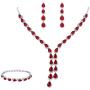 FANZE Womens Prong All Teardrop Cubic Zirconia Gorgeous Wedding Bridal Y-Necklace Dangle Earrings Jewelry Set