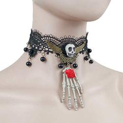 UDORA Gothic Halloween Bat Lace Choker Statement Necklace Earrings Jewelry Set