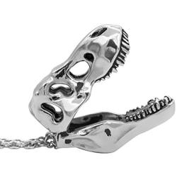 Controse Dinosaur Necklace - T-Rex Skull Pendant (316L Stainless Steel)