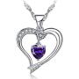 Emma Manor EM Love Heart Birthstone Necklace for Women 14k White Gold Plated Heart Shape 5A Cubic Zirconia Forever Love Arrow Pendant Necklace