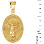 14k Gold Diamond Divino Niño Jesús (Divine Infant Jesus) Oval Medallion Pendant Necklace