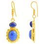 Yellow Gold Overlay Solid Brass Dangle Earrings For Women Hypoallergenic 10.60 Ct Royal Blue Lapis Lazuli Flower Hanging Earring September Birthstone Valentines Birthday Gift For Her By Orchid Jewelry