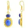 Yellow Gold Overlay Solid Brass Dangle Earrings For Women Hypoallergenic 10.60 Ct Royal Blue Lapis Lazuli Flower Hanging Earring September Birthstone Valentines Birthday Gift For Her By Orchid Jewelry