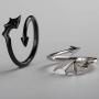 Punk Angel Devil Wings Rings Retro Dragon Arrow Open Rings Adjustable for Women Girls Fashion Couple Index Finger Rings Jewelry(White)