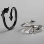 Punk Angel Devil Wings Rings Retro Dragon Arrow Open Rings Adjustable for Women Girls Fashion Couple Index Finger Rings Jewelry(White) Punk Angel Devil Wings Rings Retro Dragon Arrow Open Rings Adjustable for Women Girls Fashion Couple Index Finger Rings Jewelry(White)