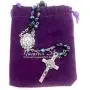 Nazareth Store Saint Benedict Rosary Necklace Deep Blue With Sheen Crystal Beads, Silver Miraculous Medal and Cross NR - Velvet Bag Nazareth Store Saint Benedict Rosary Necklace Deep Blue With Sheen Crystal Beads, Silver Miraculous Medal and Cross NR - Velvet Bag