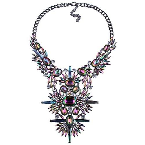 NABROJ Fashion Chunky Statement Necklace Crystal Bib Collar Choker Novelty Costume Jewelry for Women with Gift Box 2 Colors 1 Pc