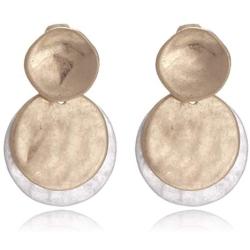 Vintage Double Layered Two Tone Dangle Drop Basic Earrings for Women