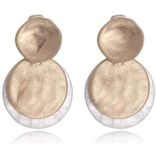 Vintage Double Layered Two Tone Dangle Drop Basic Earrings for Women
