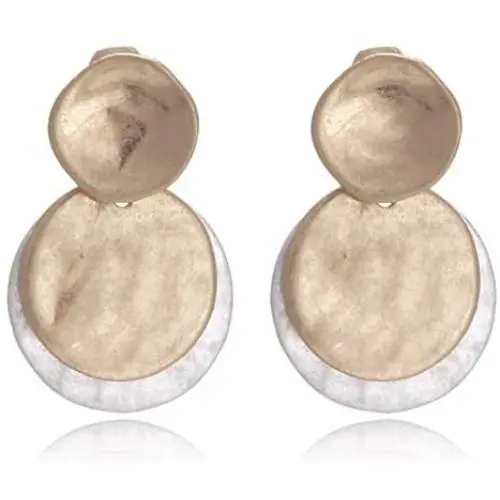 Vintage Double Layered Two Tone Dangle Drop Basic Earrings for Women