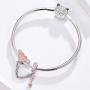 BAMOER 925 Sterling Silver Dangle Charms Pearl Cubic Zirconia Charm Beads for Women for Bracelet Necklaces