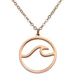 Stainless Steel Sea Ocean Wave Statement Collar Holiday Vacation Pendant Necklace