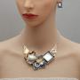 CSY Fashion Oval Crystal Opals Chunky Statement Bib Necklace Earrings Silver Plated Bohemian Costume Jewelry Set Gifts for Women