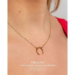 Half Moon Necklace | Dainty Crescent Moon Necklace | 14k Gold Dipped Necklaces For Women | Celebrity Approved, Perfect for Layering | Hypoallergenic, Gold Moon Necklace