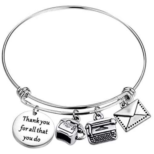TIIMG Secretary Gift Administrative Assistant Bracelet Thank You for All That You Do Bracelet Coworker Leaving Gift Retirement Gift for Her