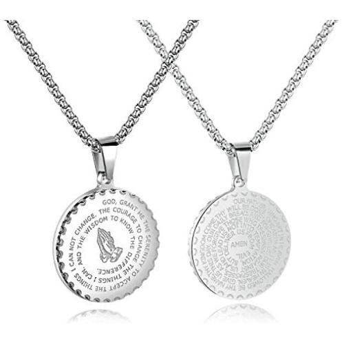 GelConnie Cross Necklace for Men Stainless Steel Necklace Bible Verse Pendant Jesus Christian Jewelry with 24'' Chain