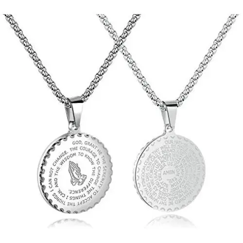 GelConnie Cross Necklace for Men Stainless Steel Necklace Bible Verse Pendant Jesus Christian Jewelry with 24'' Chain GelConnie Cross Necklace for Men Stainless Steel Necklace Bible Verse Pendant Jesus Christian Jewelry with 24'' Chain