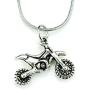 Dirt Bike Necklace, 20'' Stainless Chain with 3D Dirtbike Charm, Antique Silver Zinc Alloy Pendant on 304 Stainless Steel Snake Chain