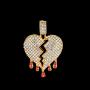 Mens Bling Iced Out Broken Heart Pendant Chain Fake Diamond Tennis Cuban with Heartbreaks 24 Inches