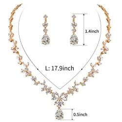 WeimanJewelry Women Cubic Zirconia Marquise Teardrop Bridal Necklace and Dangling Earring Jewelry Set for Wedding