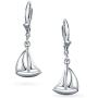 Nautical Sailboat Small Leverback Sailboat Dangle Earrings For Women For Teen 925 Sterling Silver