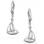 Nautical Sailboat Small Leverback Sailboat Dangle Earrings For Women For Teen 925 Sterling Silver
