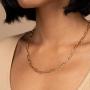 Crazy Feng 14K Gold Paperclip Necklaces for Women Silver Paperclip Chain Necklace Paperclip Choker Necklace Paperclip Bracelet Set Gold Silver Link Chain Necklace