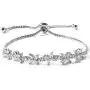 Miss Rabbit Cubic Zirconia Classic Flower Tennis Bracelet for Women with Elegant Box, White Gold Plating Bridal Adjustable Bracelet for Wedding Jewelry Gift