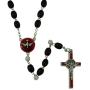 Needzo Holy Spirit Dove Black Bead Confirmation Rosary with Prayer Card, 19 Inch