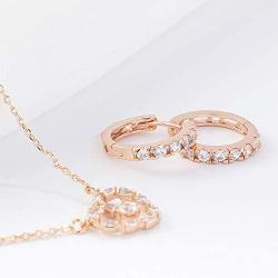 14k gold-plated inlaid cubic zirconia round low-sensitivity ladies necklace earrings set, fashion trend does not fall off