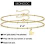 MONOOC Heart Initial Bracelets for Women, Dainty 14K Gold Filled Layered Double Initial Letter Charm Bracelets for Women Girls Jewelry Gifts