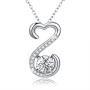 APOTIE 925 Sterling Silver Open Heart Necklace - Birthstone CZ Pendant Jewelry Gift for Mom Girls Women