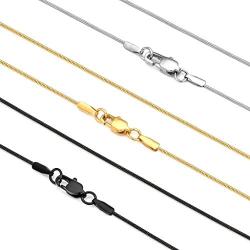 FIBO STEEL 0.9mm Stainless Steel Mens Womens Necklace Snake Chain 3 Pcs a Set, 14-36 inches