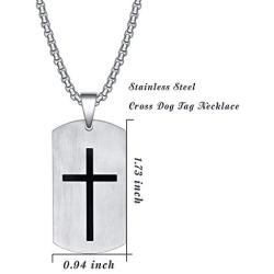 Rnivida Mens Bible Verse Cross Tag Pendant Necklace, Stainless Steel Inspirational Necklace for Men Boys