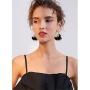 DAMLENG Lightweight Bohemian Big Fabric Flowers Dangle Drop Earrings Handmade Charm Chic Petal Hoop Earrings with Chiffon Floral Tassel for Women Girls Vacation Wedding