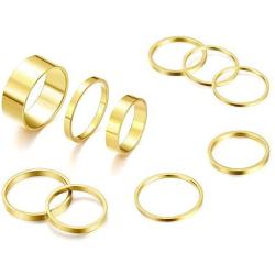 HAIAISO 3-10 Pcs Knuckle Rings Set Stainless Steel Ring Simple Smooth Finger Stackable Rings Set for Women Plain Band Rings