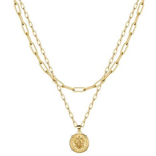 Turandoss Dainty Gold Choker Necklaces for Women - 14K Gold Plated Handmade Medallion Snake Link Chain Cross Star Moon Adjustable Simple Choker Necklaces for Women Jewelry