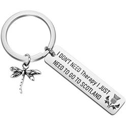 HOLLP Outlander Gift James Fraser Loves Gift I Don’t Need Therapy I Just Need to Go to Scotland Keychain Dragonfly Gift for Outlander Fans