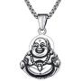 BBBGEM Men Women Buddha Necklace Yogi Meditation Jewelry, Steel Siddhattha Gotama Head & Praying Hand Pendant Necklace,Buddhism Buddhist Amulet Necklace, Pilgrimage Gift (Gift Box Included)