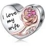 FOREVER QUEEN 925 Sterling Silver Heart Love with 3D Rose Flower Charms Beads for Bracelets Necklaces Wedding Valentines Day Mothers Day Gift Jewelry for Women FOREVER QUEEN 925 Sterling Silver Heart Love with 3D Rose Flower Charms Beads for Bracelets Necklaces Wedding Valentines Day Mothers Day Gift Jewelry for Women