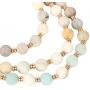 RIAH FASHION Bohemian Genuine Natural Stone Bead Strand Statement Necklace - Multi Layer Drape Chunky Bib Collar