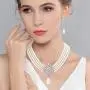 EVER FAITH Crystal 4 Layers Simulated Pearl Elegant Vintage Inspired Chandelier Necklace Earrings Set EVER FAITH Crystal 4 Layers Simulated Pearl Elegant Vintage Inspired Chandelier Necklace Earrings Set