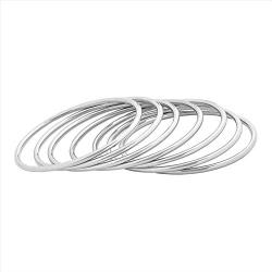 Edforce Stainless Steel Glossy Thin Round Bangle Bracelet Set for Women, Set of 7