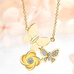 Bijou Queen Gold Chain Necklaces for Women, 14k Gold Plated Dainty Pendant Necklaces for Teen Girls