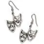 Comedy Tragedy Masks for Drama Theater and Actors Silver Finish Pewter Dangle Earrings Comedy Tragedy Masks for Drama Theater and Actors Silver Finish Pewter Dangle Earrings