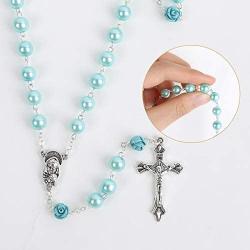 Rosary Catholic Necklace Pearl Bead Prayer Rosary Necklace Jewelry with Alloy Christian Vintage Cross
