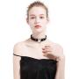 MOWOM Black Red Pink Purple Alloy Genuine Leather Necklace Choker Collar Heart Adjustable Rock