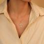 S.Leaf Cross Necklace for Women 14k Gold plated Sterling Silver Cross Necklace for Women Gold Cross Pendant Simple Dainty Necklace